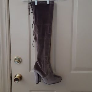 NWOT Steve Madden Taupe Heeled Over the Knee Boots